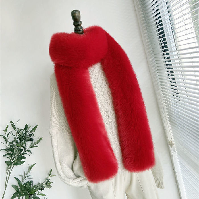 Fake Fur Long Scarf 180cm Party Luxury Wraps Vintage Fur Neck Warmer